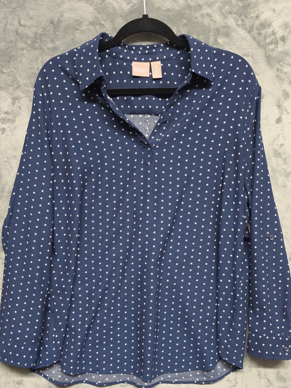 Chico's Navy Star-Print Button Down Shirt